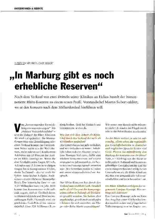 Vorschauseite 1: In Marburg gibt es noch erhebliche Reserven