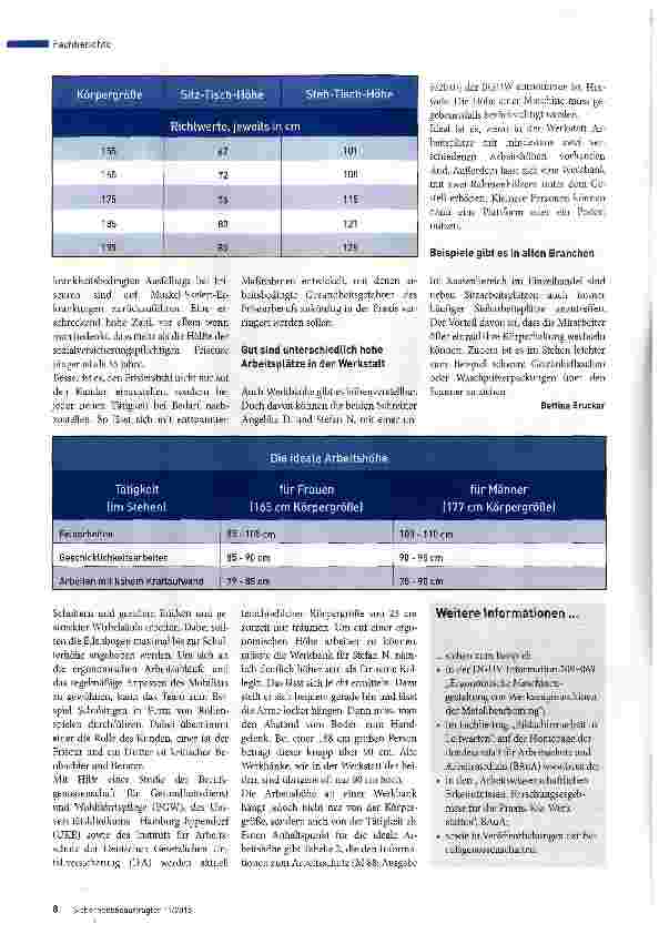 Vorschauseite 3: Die richtige Arbeitshöhe entlastet