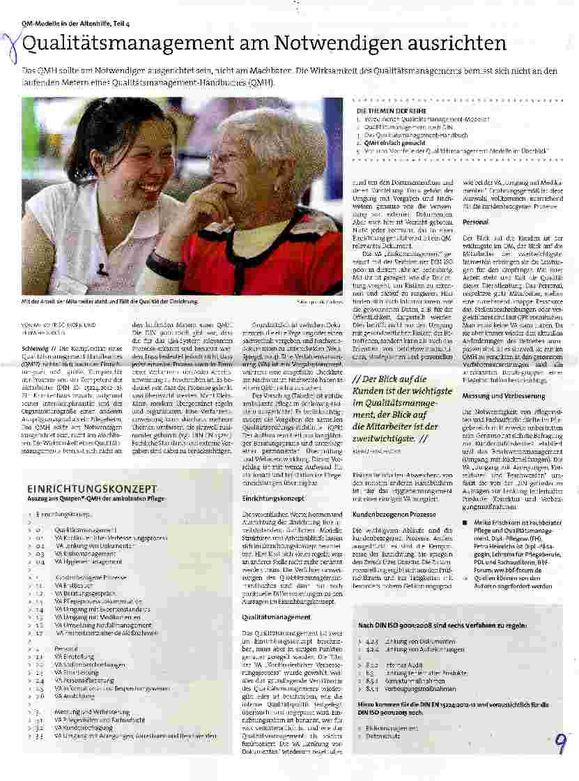 Vorschauseite 1: OM-Modelle in der Altenhilfe, Teil 4 Qualitätsmanagement am Notwendigen ausrichten