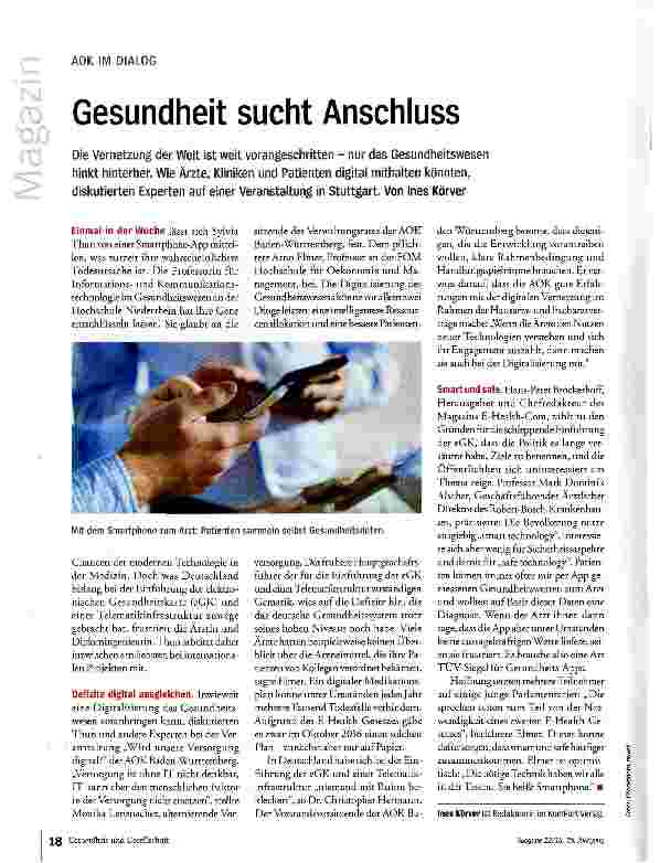 Vorschauseite 1: Gesundheit sucht Anschluss