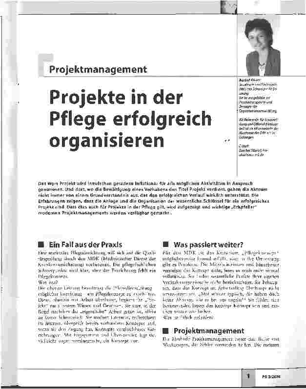 Vorschauseite 1: Projekte in der Pflege erfolgreich organisieren