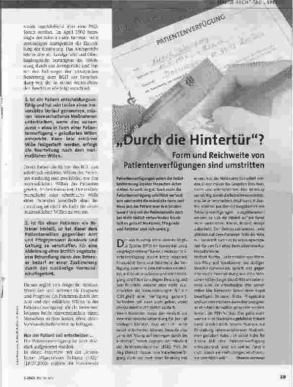 Vorschauseite 2: Ernährung einstellen? Eine rechtliche Betrachtung