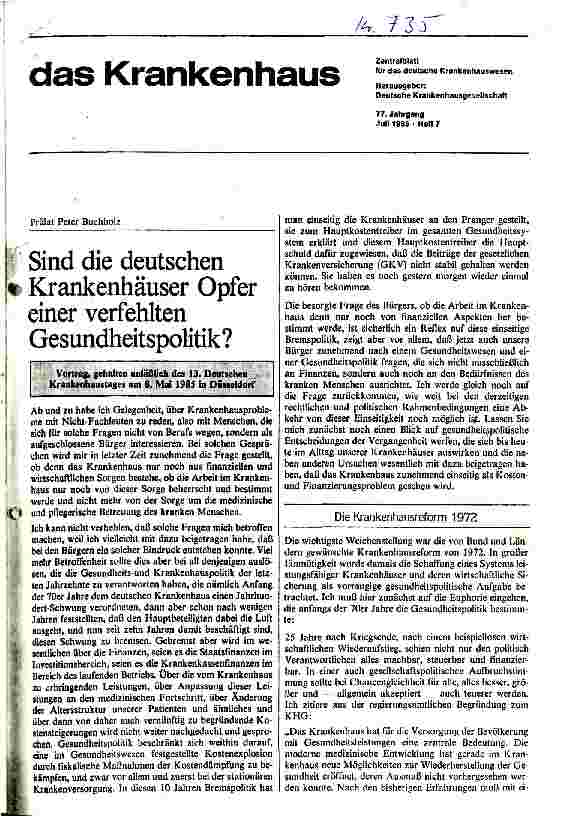 Vorschauseite 1: Sind die deutschen Krankenhäuser Opfer einer verfehlten Gesundheitspolitik