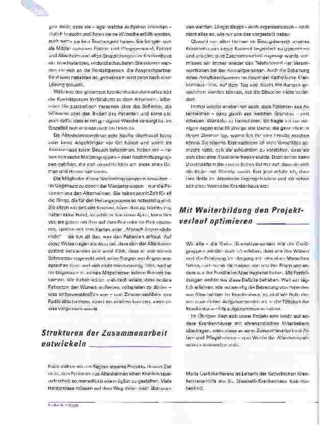 Vorschauseite 4: Ehrenamt im KrankenhausBetreuung von Patienten aus Altenheimen im Krankenhaus - ein Projekt der Katholischen Krankenhaus-Hilfe am St. Elisabeth-Krankenhaus Köln-Hohenlind