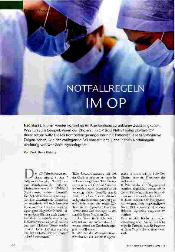 Vorschauseite 1: Notfallregeln im OP