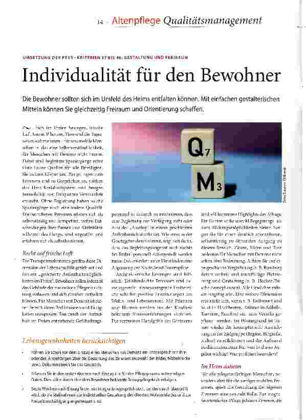 Vorschauseite 1: Individualität für den Bewohner
