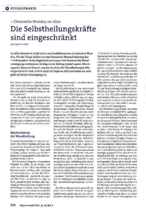 Vorschauseite 1: Chronische Wunden im Alter Die Selbstheilungskräfte sind eingeschränkt