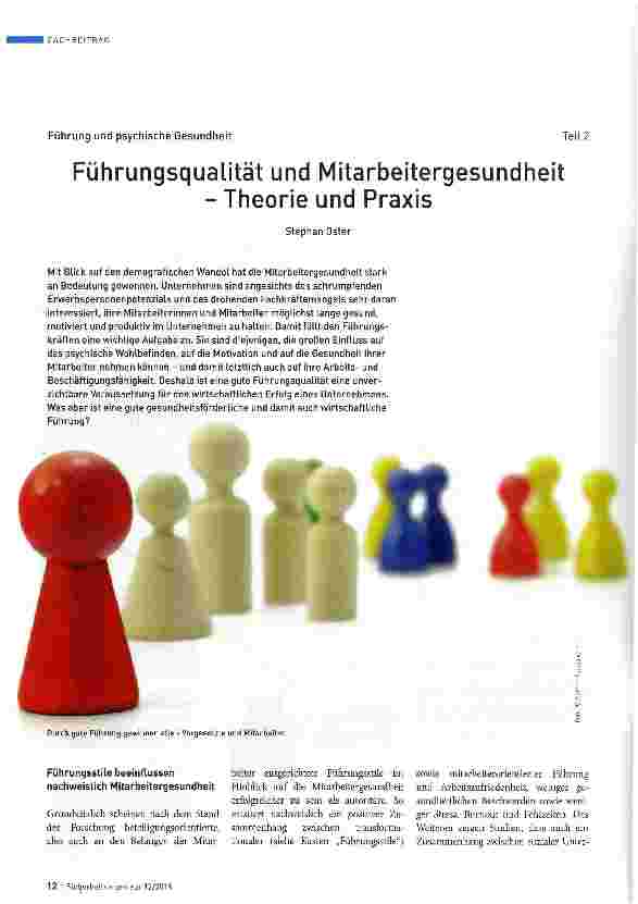 Vorschauseite 1: Führung und psychische Gesundheit Teil 2 Führungsqualität und Mitarbeitergesundheit-Theorie und Praxis