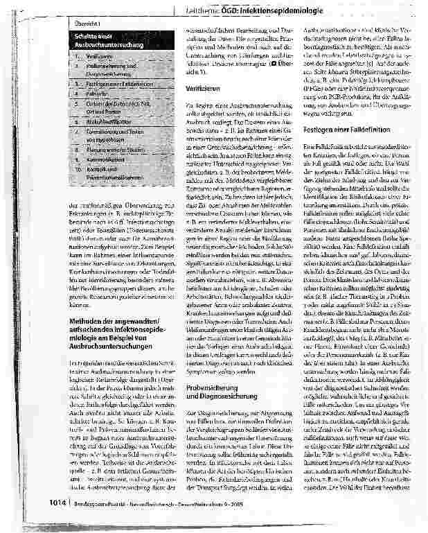 Vorschauseite 2: Aufgaben, Prinzipien und Methoden der angewandten/ aufsuchenden Infektionsepidemiologie