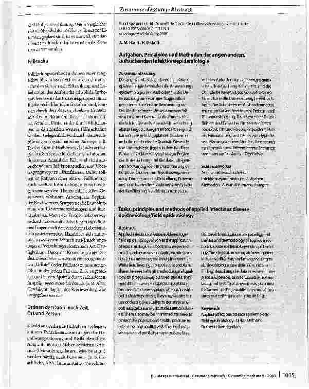 Vorschauseite 3: Aufgaben, Prinzipien und Methoden der angewandten/ aufsuchenden Infektionsepidemiologie