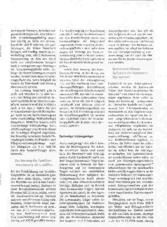 Vorschauseite 2: Arbeitslosengeld II: Versicherungsrechtliche Auswirkungen