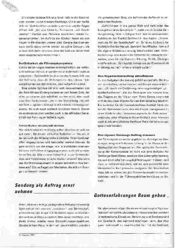 Vorschauseite 4: Qualitätskriterien auf dem Prüfstand. Zur Spiritualität kirchlicher Krankenhäuser