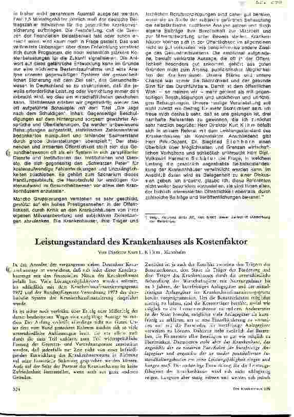 Vorschauseite 1: Leistungsstandart des Krankenhauses als Kostenfaktor