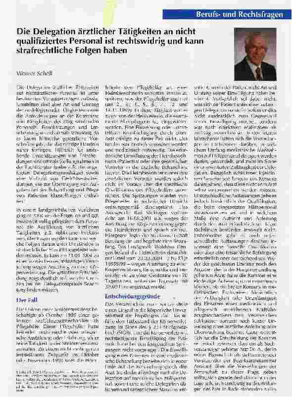 Vorschauseite 1: Die Delegation ärztlicher Tätigkeiten an nicht qualifiziertes Personal ist rechtswidrig und kann strafrechtliche Folgen haben