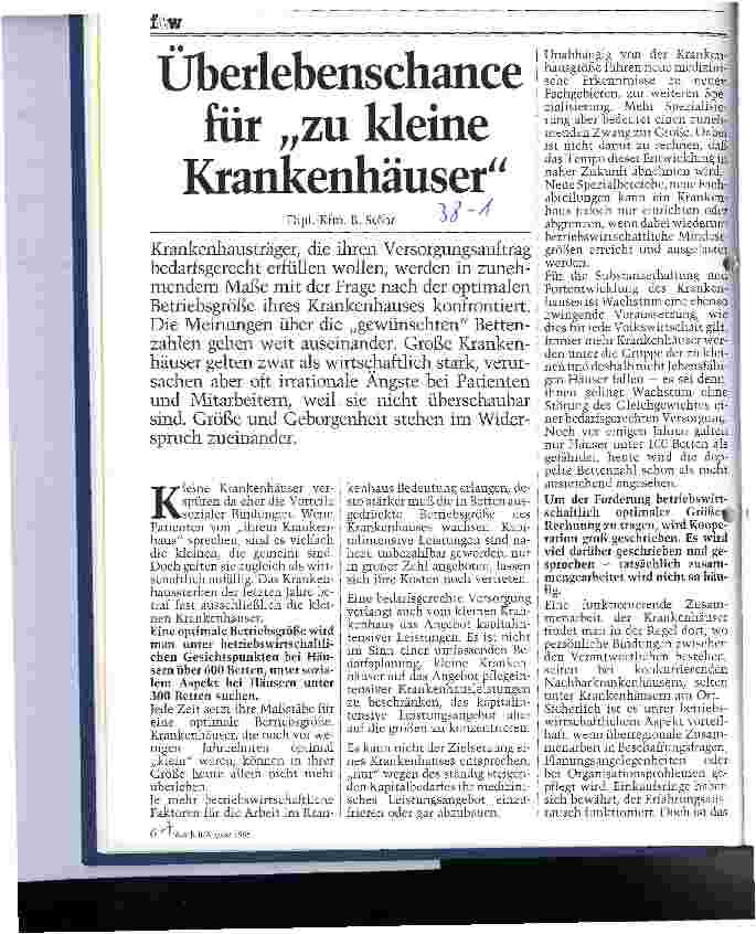 Vorschauseite 1: Überlebenschance für zu kleine Krankenhäuser
