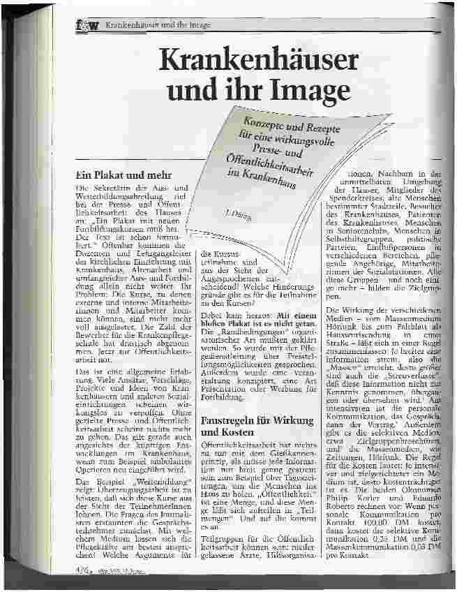 Vorschauseite 1: Krankenhäuser und ihr Image Konzepte und Rezepte für eine wirkungsvolle Presseund Öffentlichkeitsarbeit im Krankenhaus