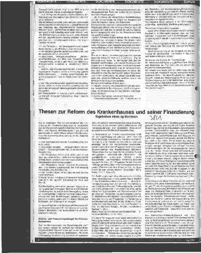 Vorschauseite 1: Thesen zur Reform des Krankenhauses und seiner Finanzierung Ergebnisse eines dg-Seminars
