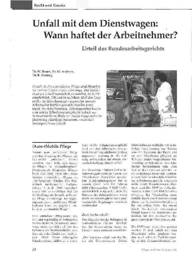 Vorschauseite 1: Unfall mit dem Dienstwagen: Wann haftet der Arbeitnehmer?Urteil des Bundesarbeitsgerichts