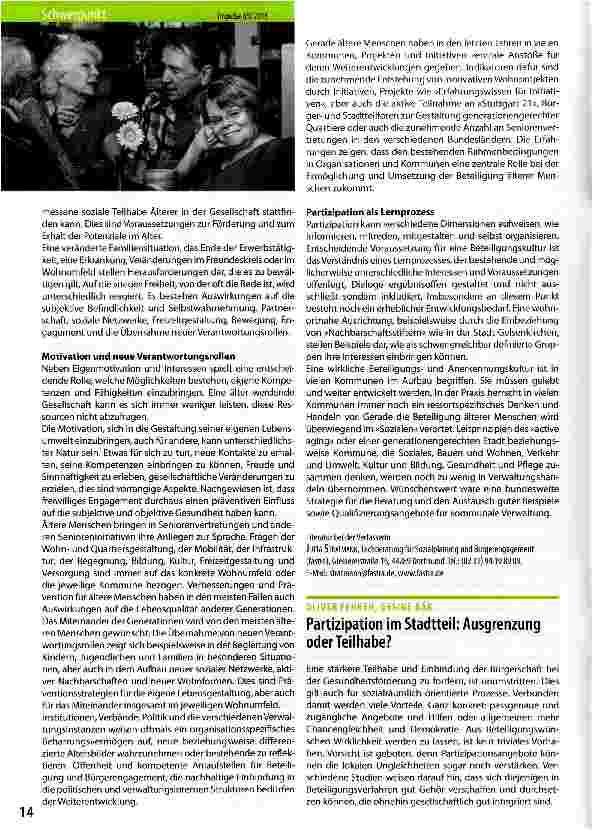 Vorschauseite 2: Partizipation im Alter Es gibt nicht das Alter