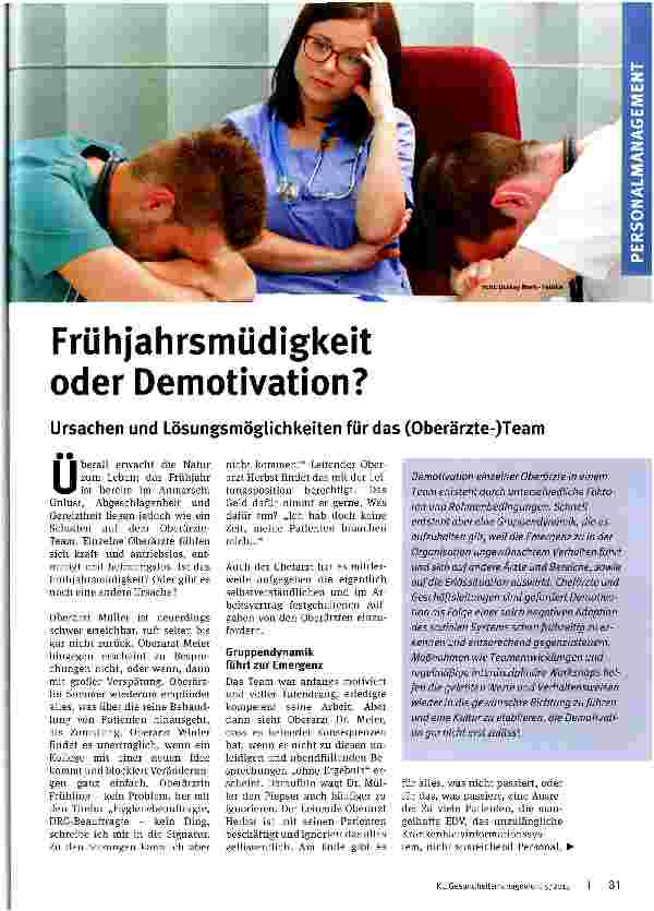 Vorschauseite 1: Frühjahrsmüdigkeit oder Demotivation?