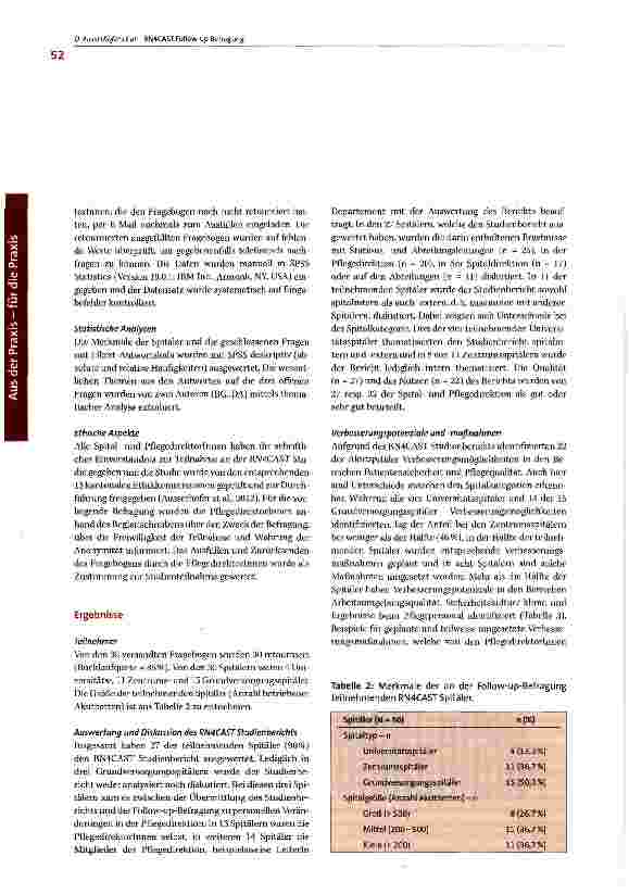 Vorschauseite 4: Qualitätsund Praxisentwicklung in Schweizer Akutspitälern durch Studienergebnisse - Eine Follow-up-Befragung von Pflegedirektor(inn)en der RN4CAST Spitäler
