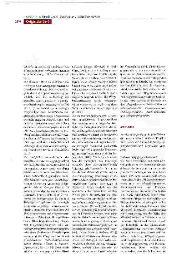 Vorschauseite 2: Pflege im Vorfeld von SwissDRG-Erfahrungen von Pflegenden mit interprofessioneller Zusammenarbeit, Führungsverhalten, Arbeitslast und Arbeitszufriedenheit