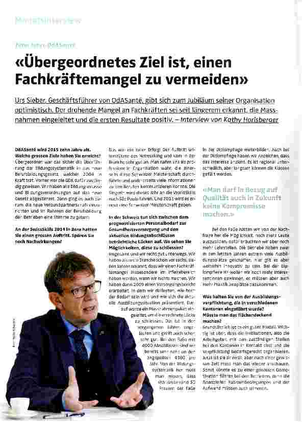 Vorschauseite 1: «Übergeordnetes Ziel ist, einen Fachkräftemangel zu vermeiden»