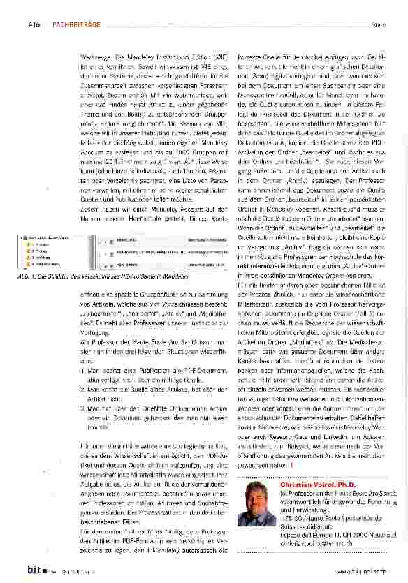 Vorschauseite 3: Mendeley Institutional Edition (MIE) als Plattform für die Verwaltung und Auswertung wissenschaftlicher Literatur in der Medizin