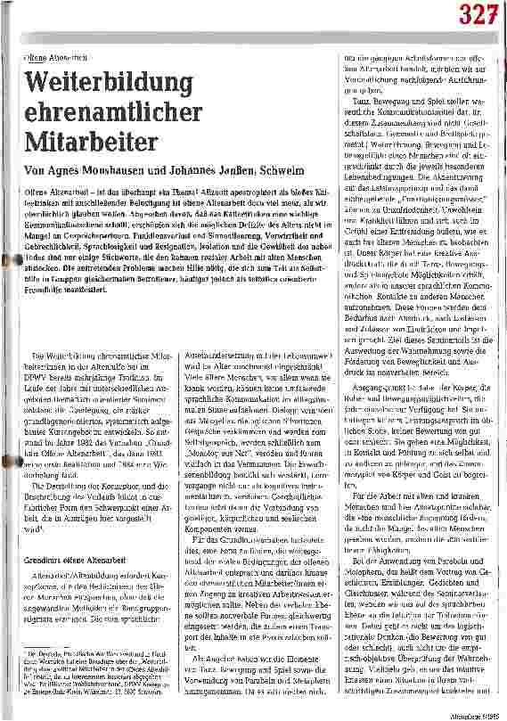 Vorschauseite 1: Weiterbildung ehrenamtlicher Mitarbeiter.