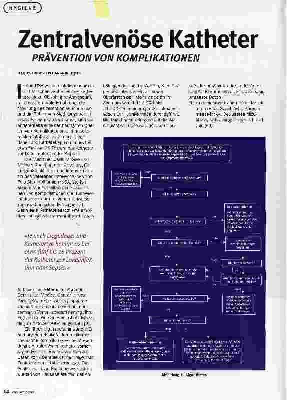 Vorschauseite 1: Zentralvenöse KatheterPRÄVENTION VON KOMPLIKATIONEN