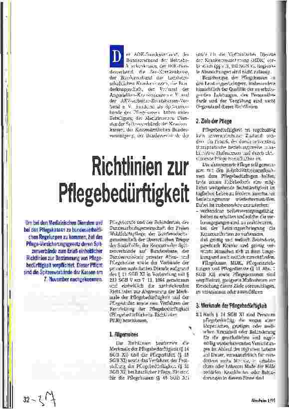Vorschauseite 1: Richtlinien zur Pflegebedürftigkeit