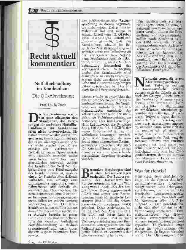 Vorschauseite 1: Notfallbehandlung im Krankenhaus Die O I.-Abrechnung