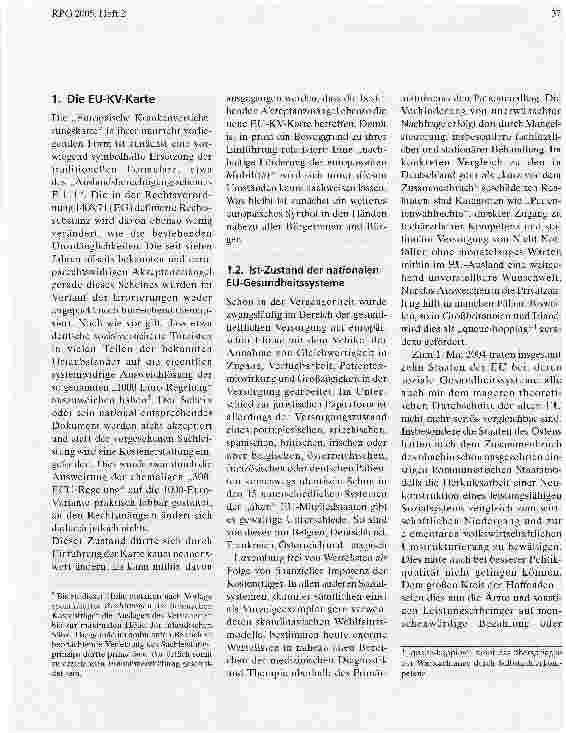 Vorschauseite 2: Die Europäische Gesundheitskarte als Schlüssel zur grenzüberschreitenden Gesundheitsversorgung in Europa