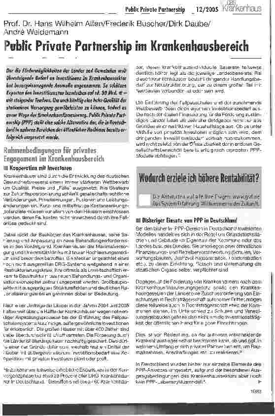 Vorschauseite 1: Public Private Partnership im Krankenhausbereich