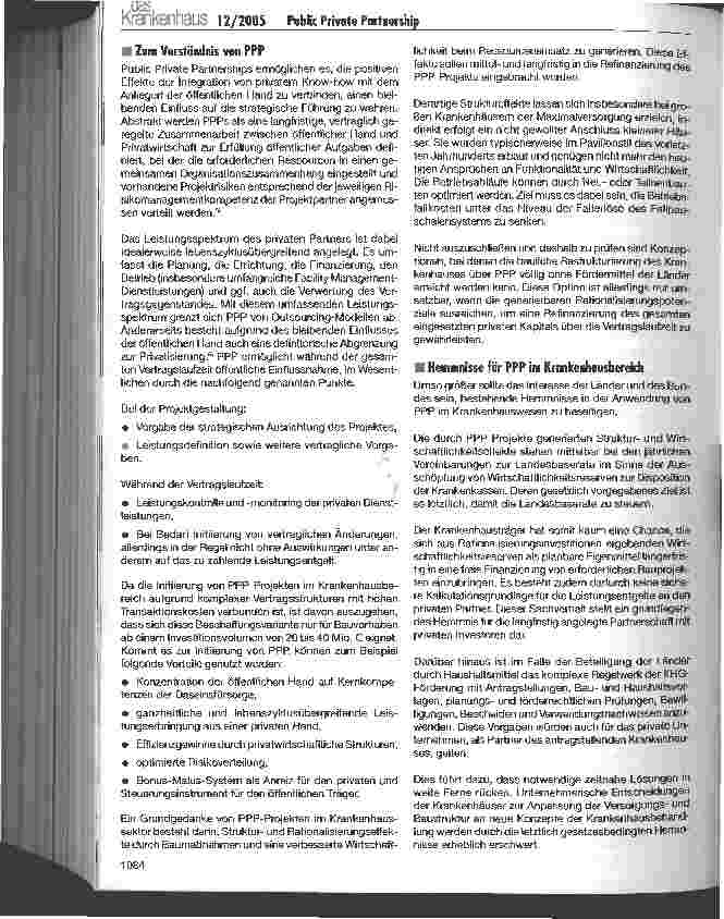 Vorschauseite 2: Public Private Partnership im Krankenhausbereich