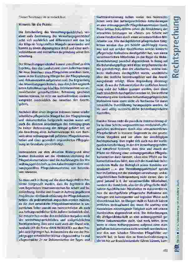Vorschauseite 5: Zum Aufnahmestopp wegen Dokumentationsmängeln