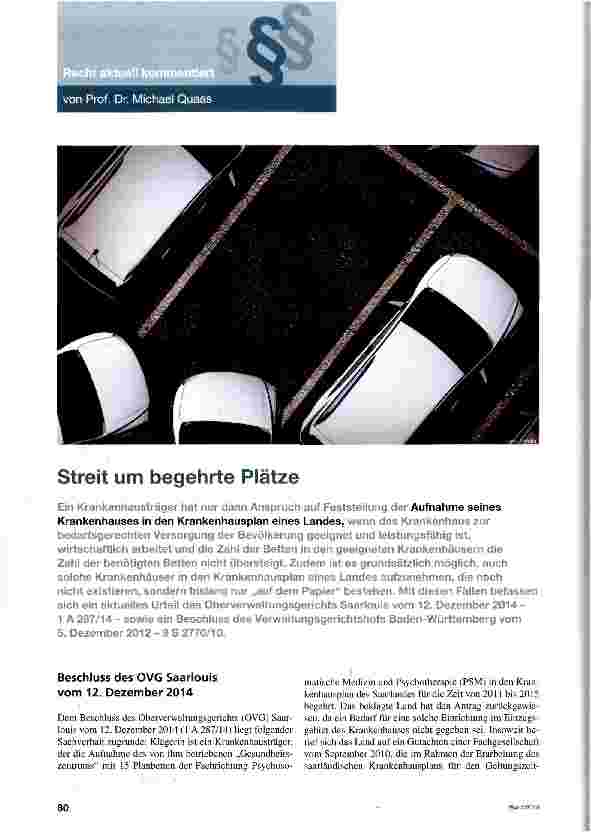 Vorschauseite 1: Streit um begehrte Plätze