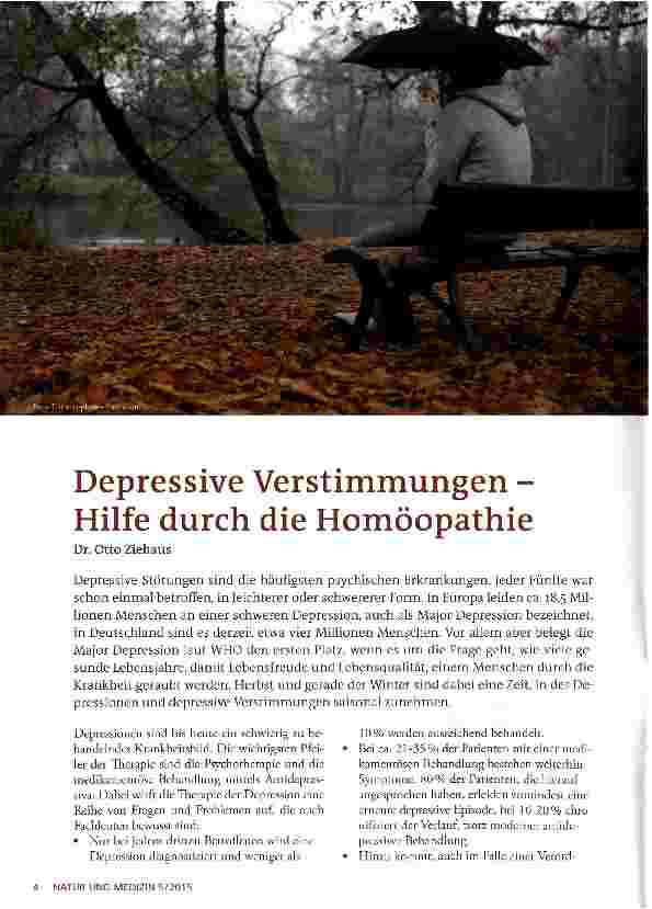 Vorschauseite 1: Depressive Verstimmungen -Hilfe durch die Homöopathie