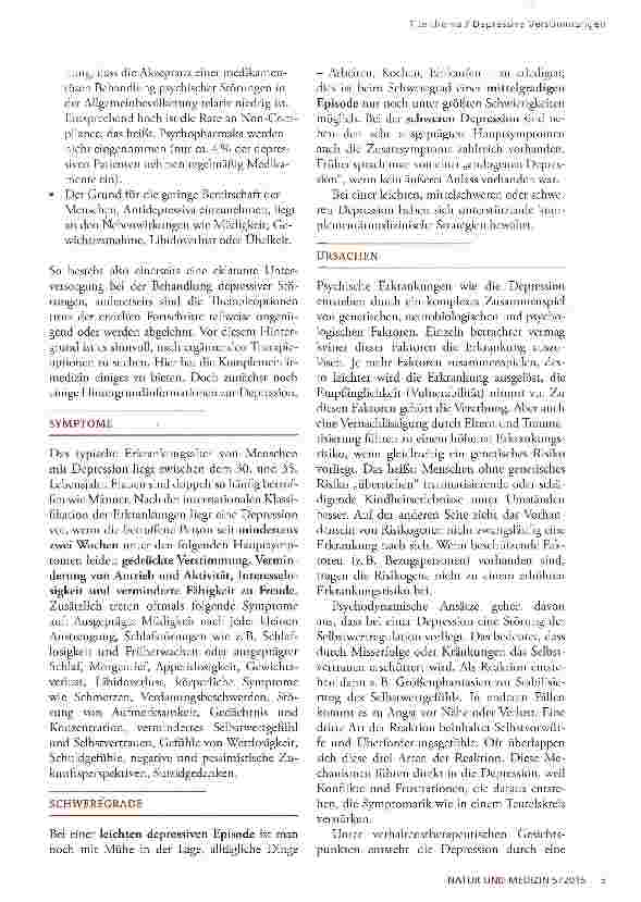 Vorschauseite 2: Depressive Verstimmungen -Hilfe durch die Homöopathie