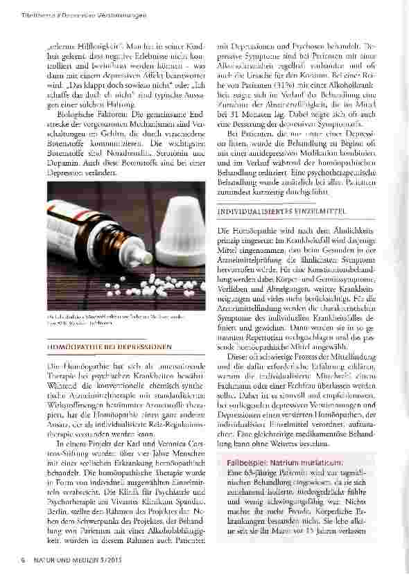 Vorschauseite 3: Depressive Verstimmungen -Hilfe durch die Homöopathie