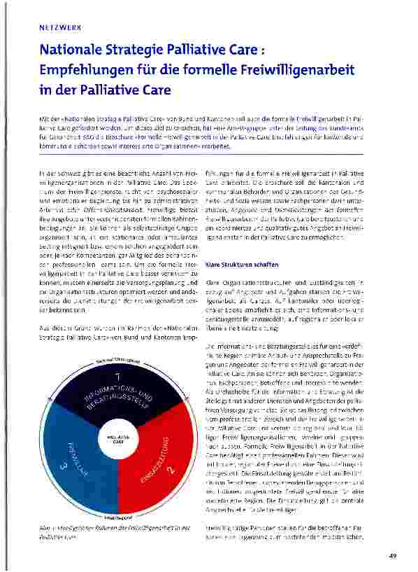 Vorschauseite 1: Nationale Strategie Palliative Care : Empfehlungen für die formelle Freiwilligenarbeit in der Palliative Care