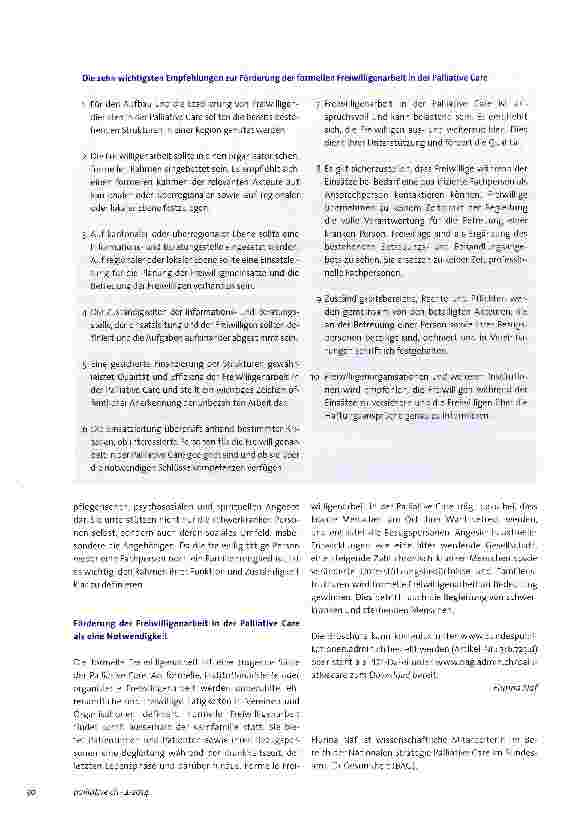 Vorschauseite 2: Nationale Strategie Palliative Care : Empfehlungen für die formelle Freiwilligenarbeit in der Palliative Care