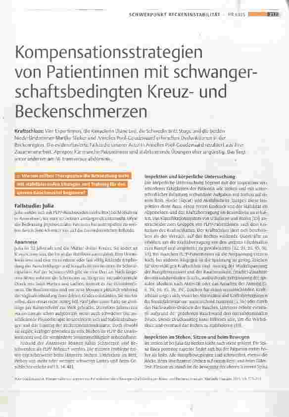 Vorschauseite 1: Kompensationsstrategien von Patientinnen mit schwangerschaftsbedingten Kreuzund Beckenschmerzen