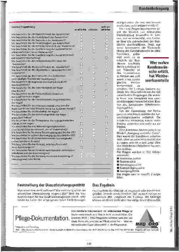 Vorschauseite 3: Selbsterkenntnis als erster Schritt ... Kundenbefragung als Qualitätsmaßstab im ambulanten Dienst