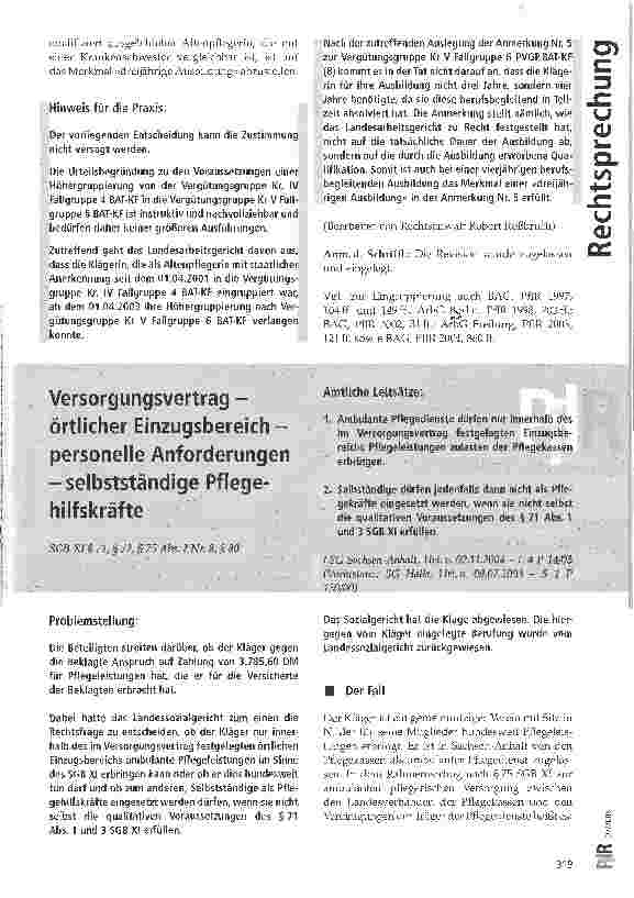 Vorschauseite 1: Versorgungsvertrag -örtlicher Einzugsbereich -personelle Anforderungen -selbstständige Pflegerhilfskräfte