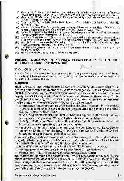 Vorschauseite 1: Projekt Moosham in Krankenpflegeschulen-Ein Programm zur Drogenprävention