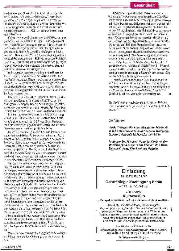 Vorschauseite 3: Sepsis bei alten Menschen hat deutlich zugenommen Häufige Infektionen und Prophylaxe in geriatrischen Einrichtungen