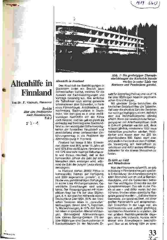 Vorschauseite 1: Altenhilfe in Finnland Bericht über eine Studienreise nach Skandinavien