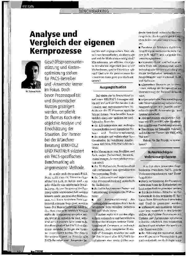Vorschauseite 1: Analyse und Vergleich der eigenen Kernprozesse