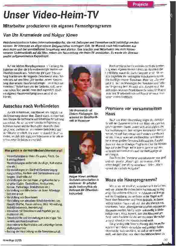 Vorschauseite 1: Unser Video-Heim-TV Mitarbeiter produzieren ein eigenes Fernsehprogramm